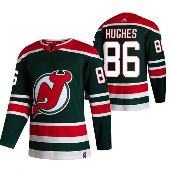 New Jersey Devils Trikot Jack Hughes 86 2022 Reverse Retro Grün Authentic